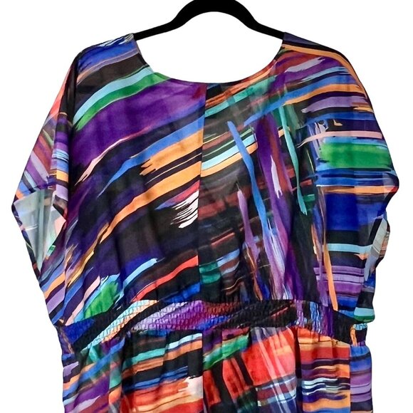 Lane Bryant Top Size 18/20 Babydoll Sheer Cross Over Front Elasticized Waist EUC - Picture 5 of 12